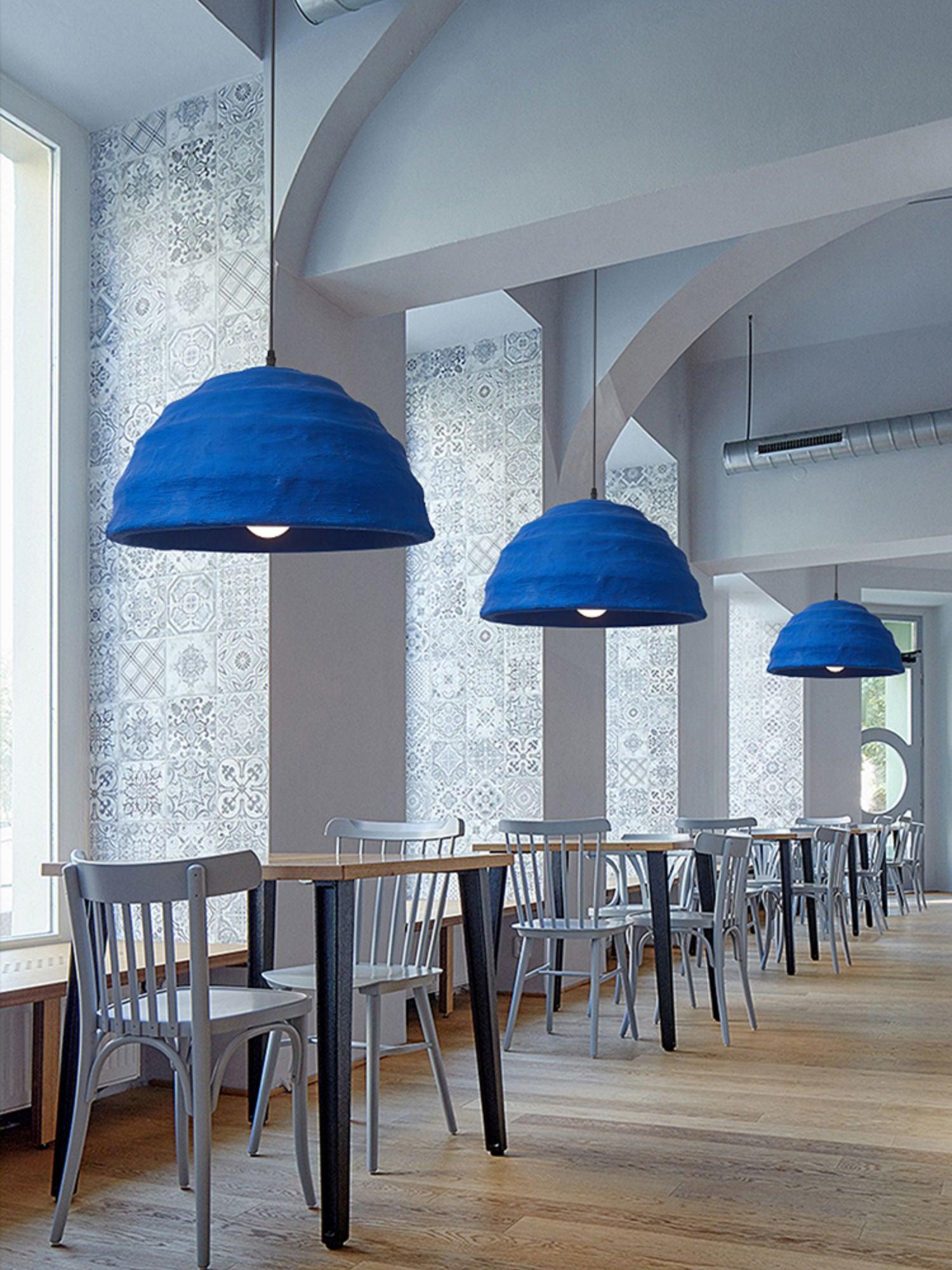 Modern Blue Polystyrene Pendant Light Eco Friendly Recycled Pluto Hanging Lamp for Indoor Use