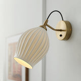 Modern Bone China Ceramic Ribbed Sconce Wall Light for Living Room Bedroom