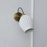 Modern Bone China Ceramic Ribbed Sconce Wall Light for Living Room Bedroom