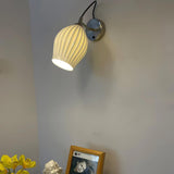 Modern Bone China Ceramic Ribbed Sconce Wall Light for Living Room Bedroom