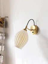 Modern Bone China Ceramic Ribbed Sconce Wall Light for Living Room Bedroom
