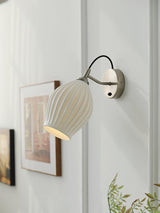Modern Bone China Ceramic Ribbed Sconce Wall Light for Living Room Bedroom