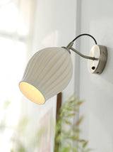Modern Bone China Ceramic Ribbed Sconce Wall Light for Living Room Bedroom
