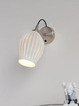 Modern Bone China Ceramic Ribbed Sconce Wall Light for Living Room Bedroom