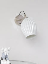 Modern Bone China Ceramic Ribbed Sconce Wall Light for Living Room Bedroom