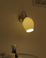 Modern Bone China Ceramic Ribbed Sconce Wall Light for Living Room Bedroom