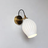 Modern Bone China Ceramic Ribbed Sconce Wall Light for Living Room Bedroom