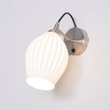 Modern Bone China Ceramic Ribbed Sconce Wall Light for Living Room Bedroom