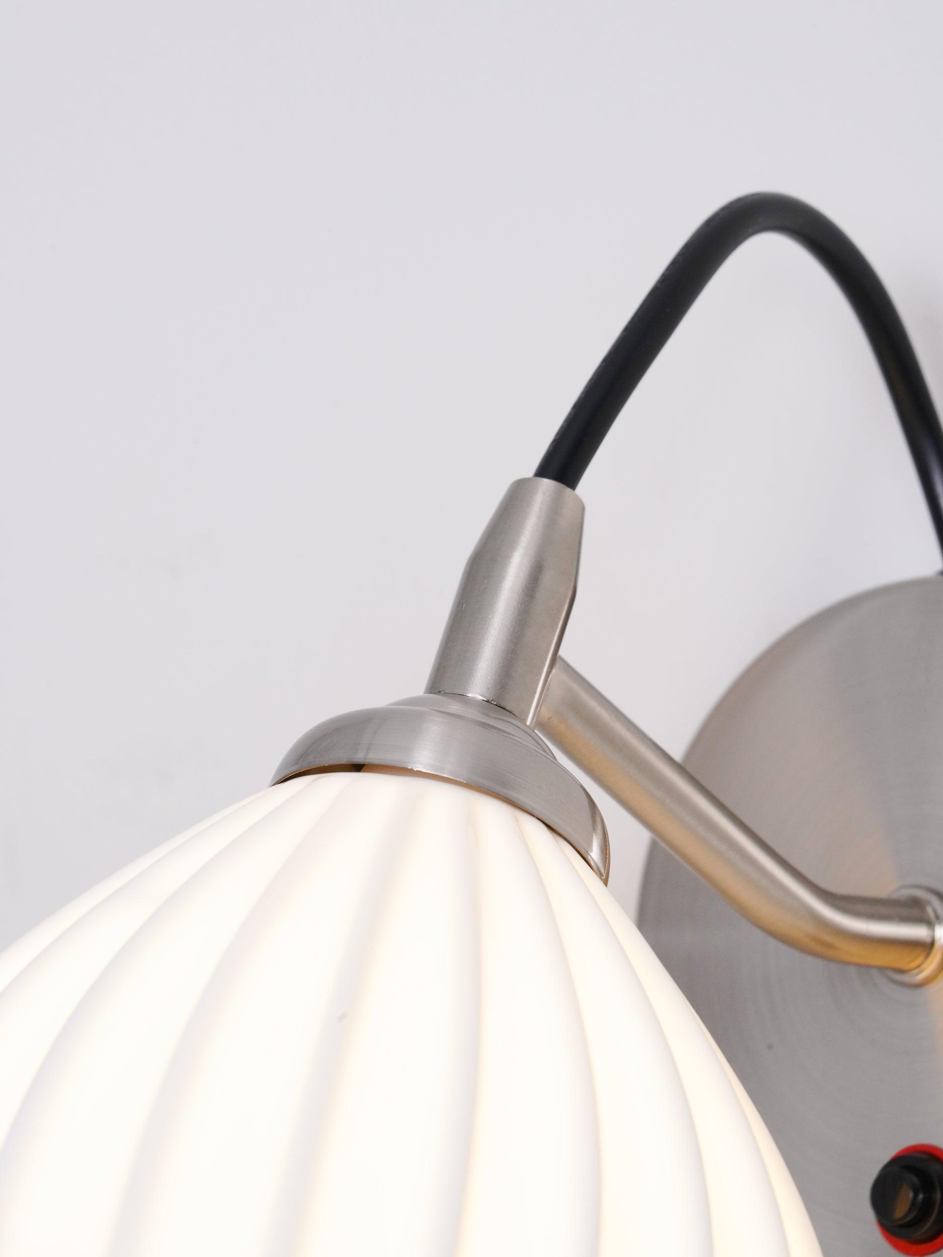 Modern Bone China Ceramic Ribbed Sconce Wall Light for Living Room Bedroom