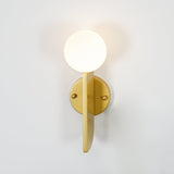 Modern Bower Sculptural Wall Sconce Brass with Polished White Glass Globe LED Vanity Light