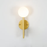 Modern Bower Sculptural Wall Sconce Brass with Polished White Glass Globe LED Vanity Light