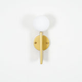 Modern Bower Sculptural Wall Sconce Brass with Polished White Glass Globe LED Vanity Light