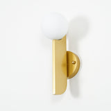 Modern Bower Sculptural Wall Sconce Brass with Polished White Glass Globe LED Vanity Light
