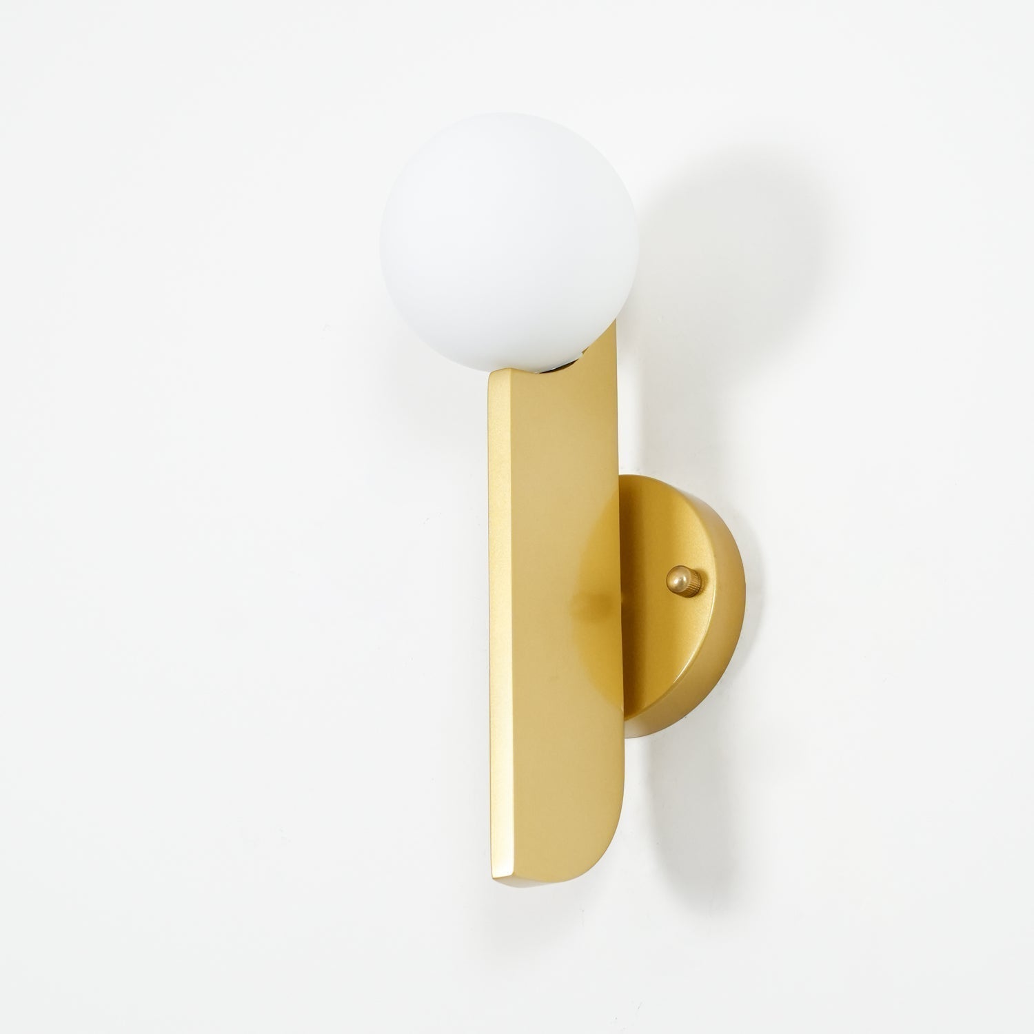 Modern Bower Sculptural Wall Sconce Brass with Polished White Glass Globe LED Vanity Light