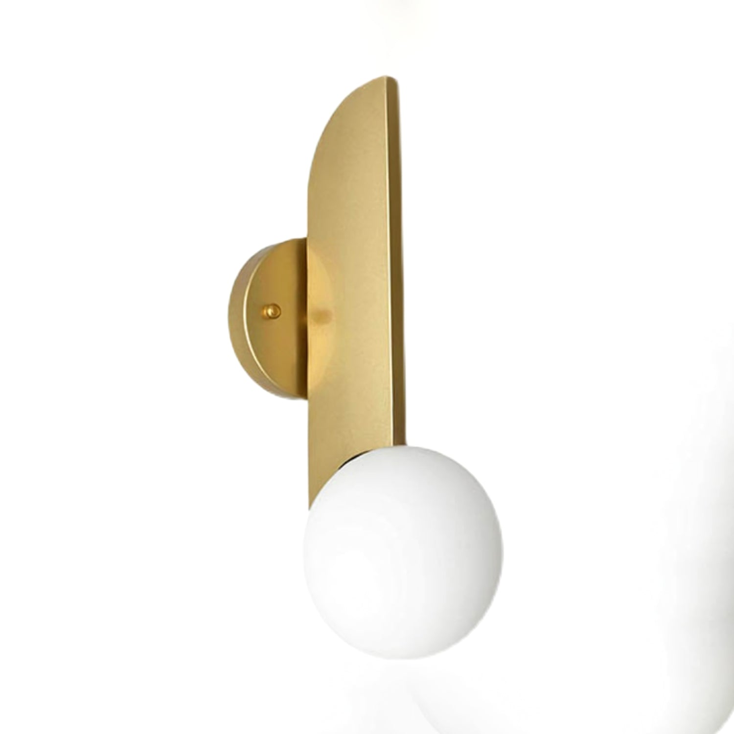 Modern Bower Sculptural Wall Sconce Brass with Polished White Glass Globe LED Vanity Light