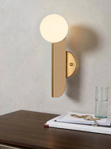 Modern Bower Sculptural Wall Sconce Brass with Polished White Glass Globe LED Vanity Light