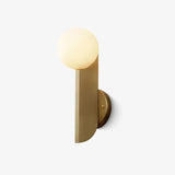 Modern Bower Sculptural Wall Sconce Brass with Polished White Glass Globe LED Vanity Light