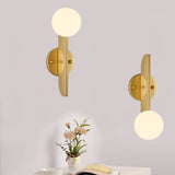 Modern Bower Sculptural Wall Sconce Brass with Polished White Glass Globe LED Vanity Light