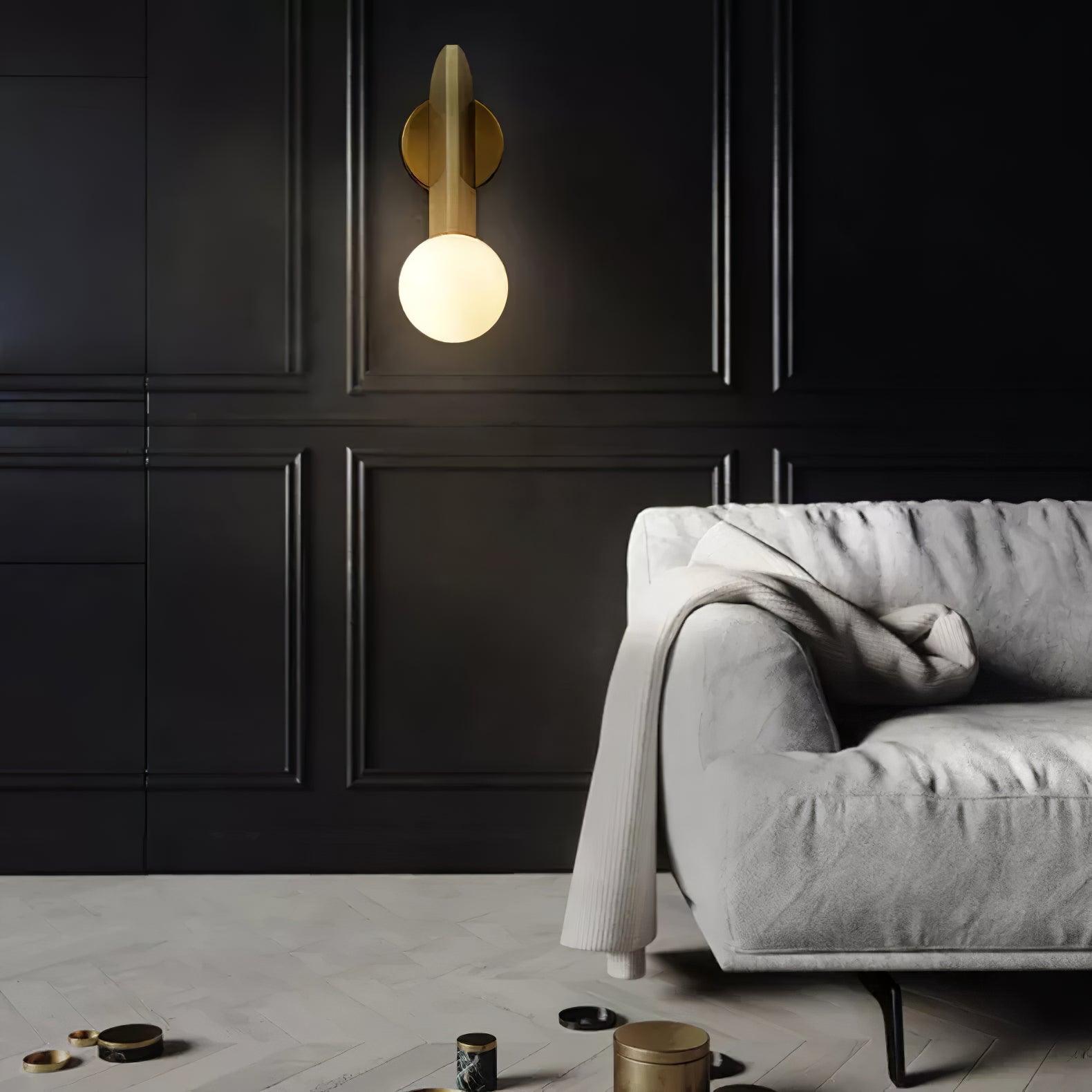 Modern Bower Sculptural Wall Sconce Brass with Polished White Glass Globe LED Vanity Light