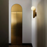 Modern Bower Sculptural Wall Sconce Brass with Polished White Glass Globe LED Vanity Light