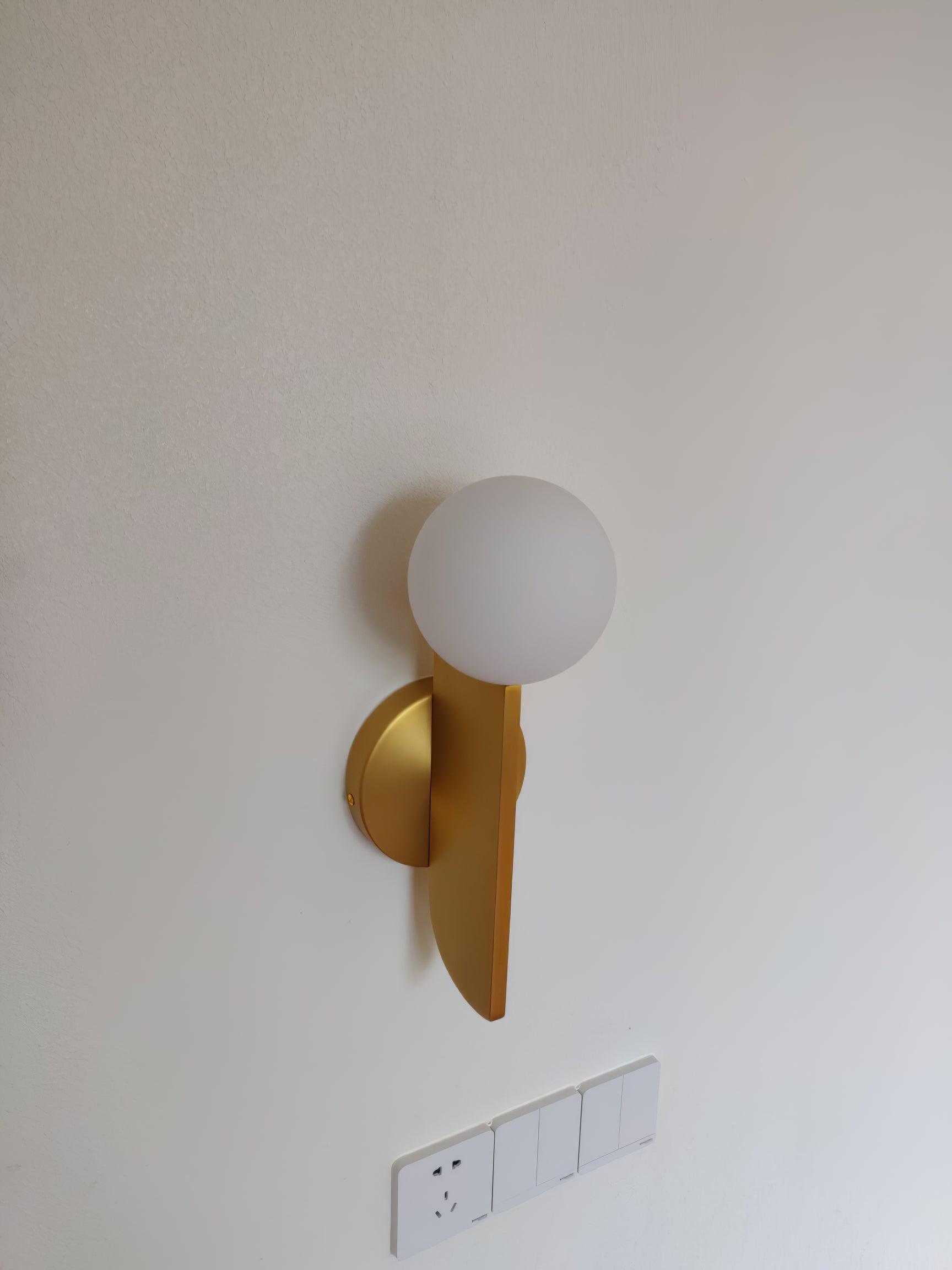 Modern Bower Sculptural Wall Sconce Brass with Polished White Glass Globe LED Vanity Light