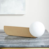 Modern Bower Sculptural Wall Sconce Brass with Polished White Glass Globe LED Vanity Light