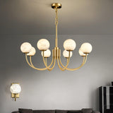 Modern Brass and Alabaster Globe Candelabrum Chandelier for Luxury Interiors