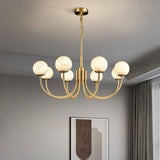 Modern Brass and Alabaster Globe Candelabrum Chandelier for Luxury Interiors