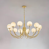 Modern Brass and Alabaster Globe Candelabrum Chandelier for Luxury Interiors
