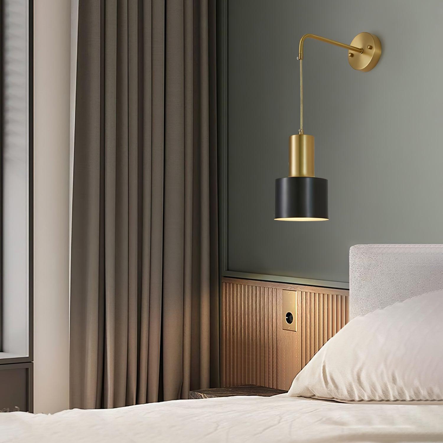 Modern Brass and Black Pino Wall Sconce Minimalist Indoor Single Light Fixture