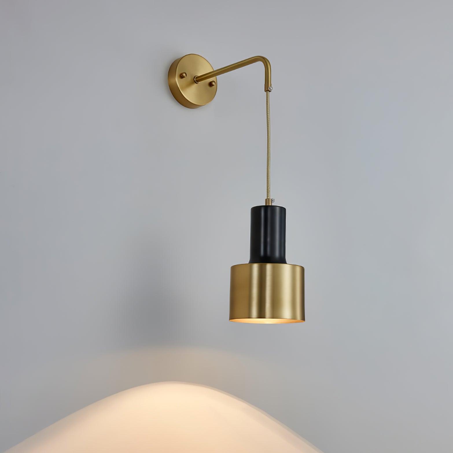 Modern Brass and Black Pino Wall Sconce Minimalist Indoor Single Light Fixture