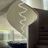 Modern Brass and Crystal Staircase Chandelier with Three Step Dimming for Villa and High Ceiling Foyer