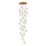 Modern Brass and Crystal Staircase Chandelier with Three Step Dimming for Villa and High Ceiling Foyer