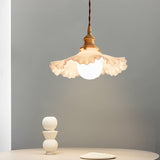 Modern Brass and Glass Flower Pendant Lamp Small White Floral Hanging Ceiling Light
