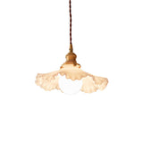 Modern Brass and Glass Flower Pendant Lamp Small White Floral Hanging Ceiling Light