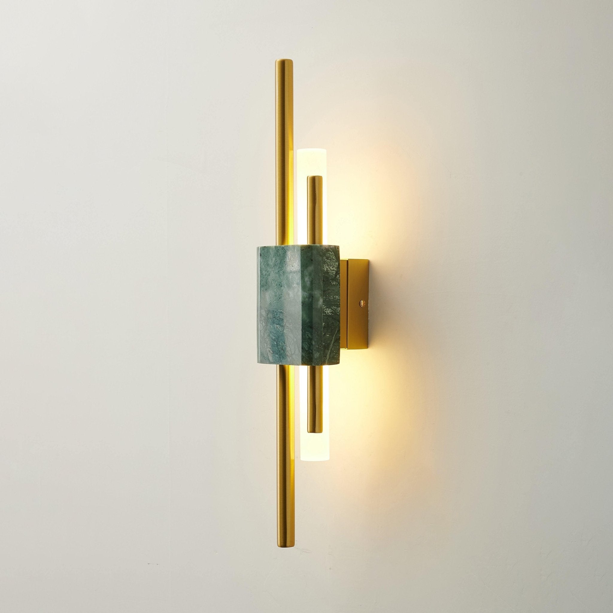 Modern Brass and Marble LED Wall Sconce Slim Asymmetric Gold Wall Light for Bedroom