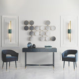 Modern Brass and Marble LED Wall Sconce Slim Asymmetric Gold Wall Light for Bedroom