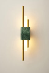 Modern Brass and Marble LED Wall Sconce Slim Asymmetric Gold Wall Light for Bedroom
