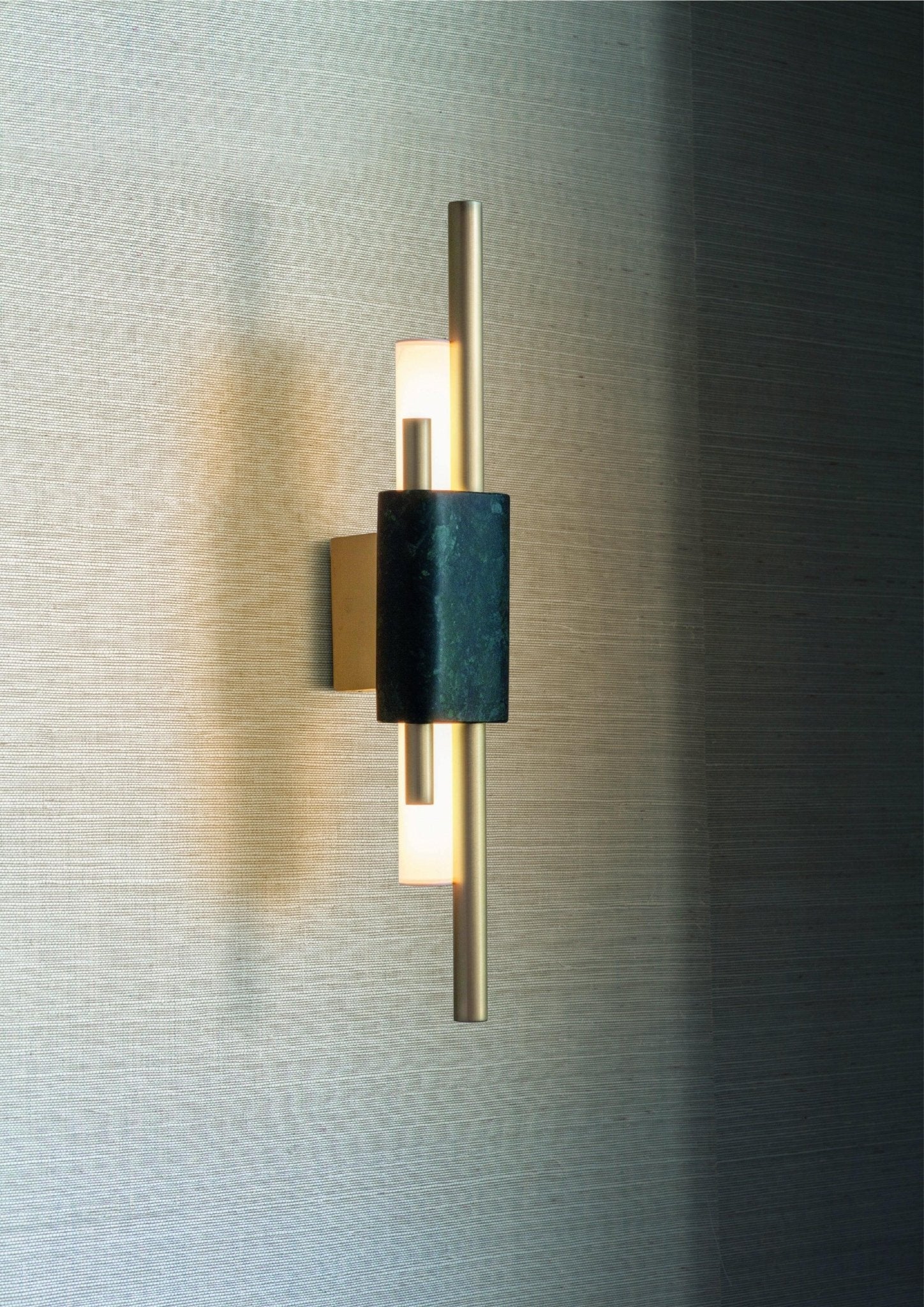 Modern Brass and Marble LED Wall Sconce Slim Asymmetric Gold Wall Light for Bedroom