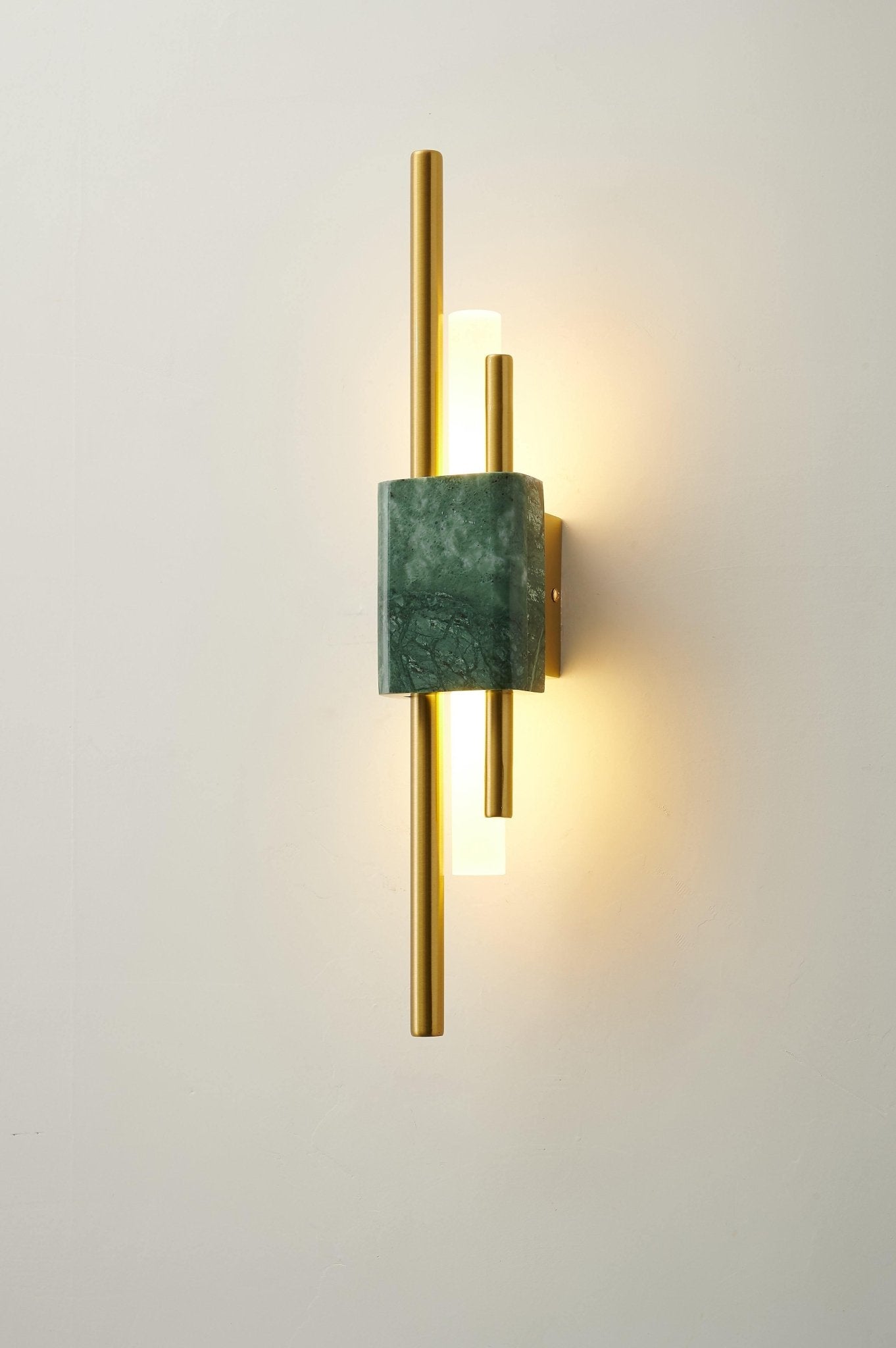 Modern Brass and Marble LED Wall Sconce Slim Asymmetric Gold Wall Light for Bedroom