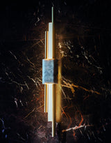 Modern Brass and Marble LED Wall Sconce Slim Asymmetric Gold Wall Light for Bedroom