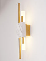 Modern Brass and Marble LED Wall Sconce Slim Asymmetric Gold Wall Light for Bedroom