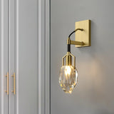 Modern Brass and Mouth Blown Crystal Wall Sconce Set of 2 Contemporary Indoor Lighting