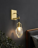 Modern Brass and Mouth Blown Crystal Wall Sconce Set of 2 Contemporary Indoor Lighting