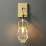 Modern Brass and Mouth Blown Crystal Wall Sconce Set of 2 Contemporary Indoor Lighting