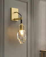 Modern Brass and Mouth Blown Crystal Wall Sconce Set of 2 Contemporary Indoor Lighting