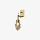 Modern Brass and Mouth Blown Crystal Wall Sconce Set of 2 Contemporary Indoor Lighting