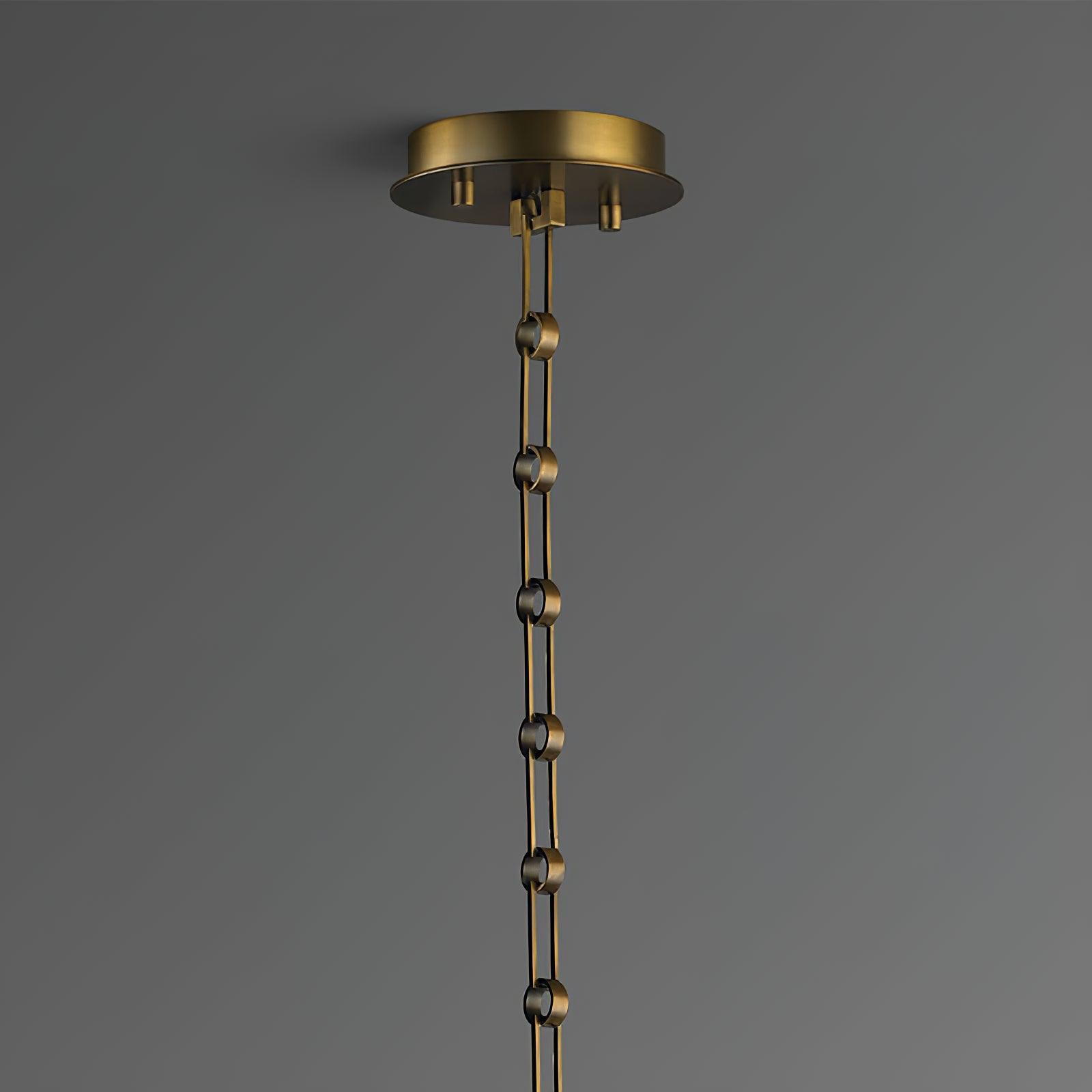 Modern Brass and Topaz Crystal Geometric Prism Hanging Pendant Light Fixture