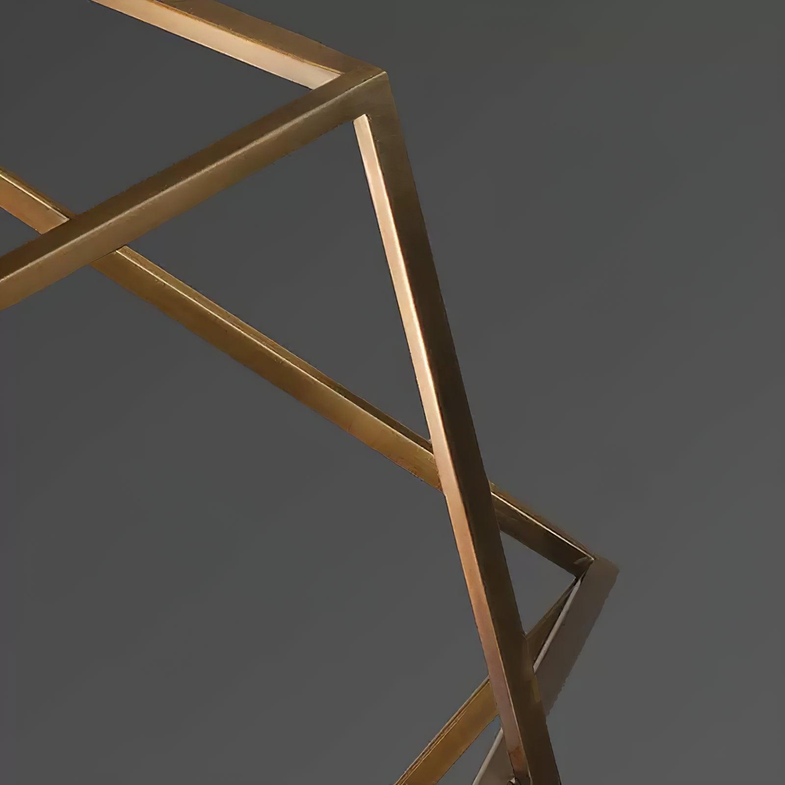 Modern Brass and Topaz Crystal Geometric Prism Hanging Pendant Light Fixture