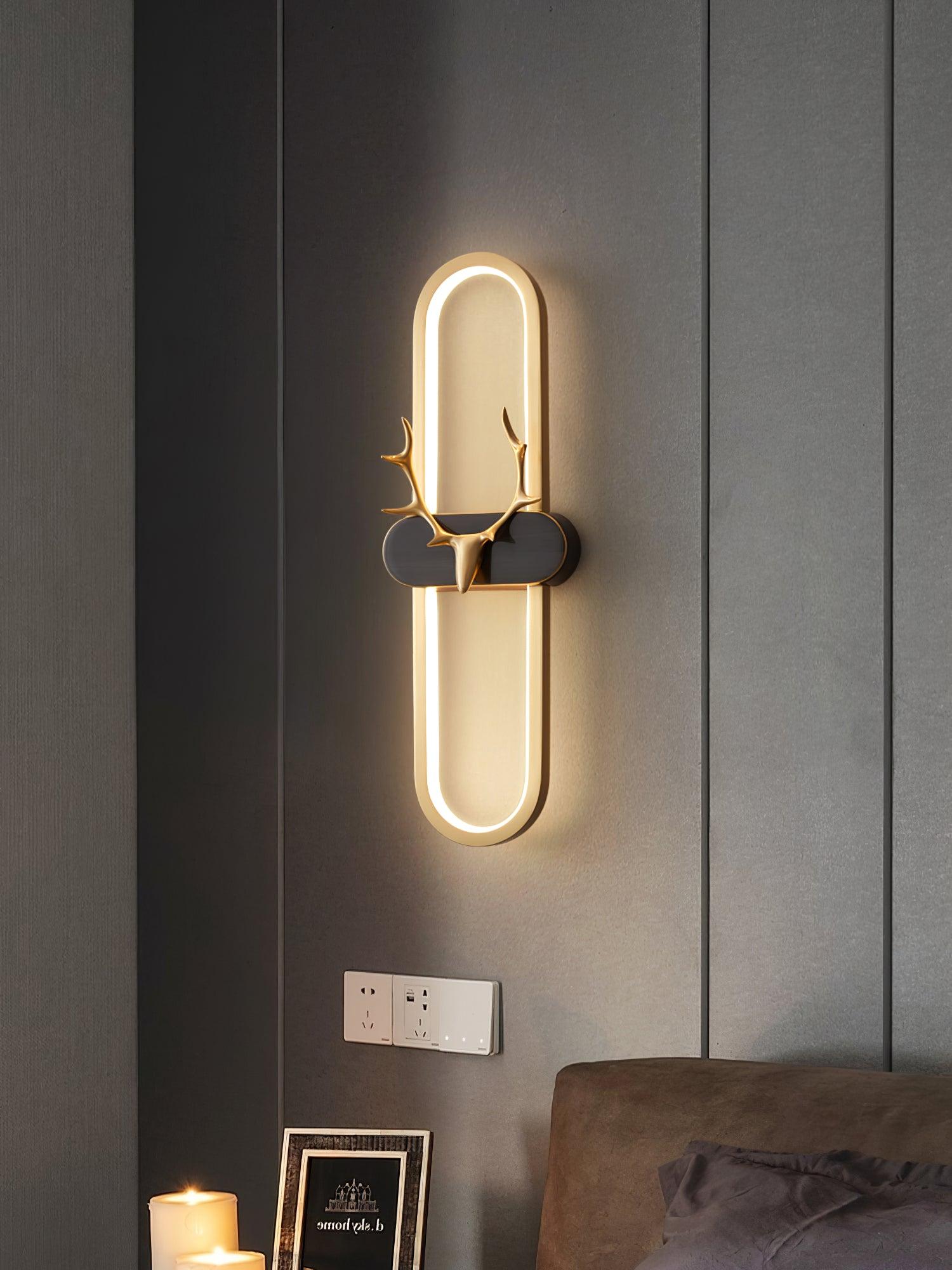 Modern Brass Antlers Halo LED Wall Sconce with Three Color Temperatures